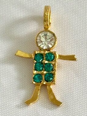 Vintage KIS Green Birthstone Brat Boy Charm for May EUC